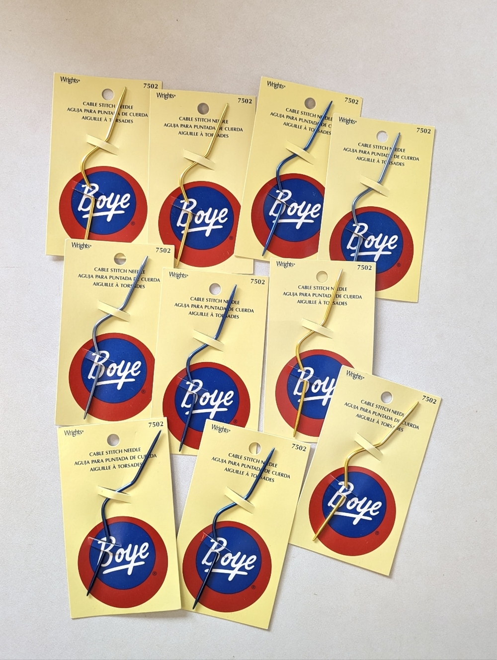 Bundle 10 Boye Cable Needles Stitch Holders Aluminum Knitting Tool Wrights 7502